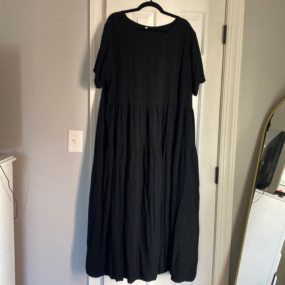 Amazon YesNo brand short sleeved tiered black maxi